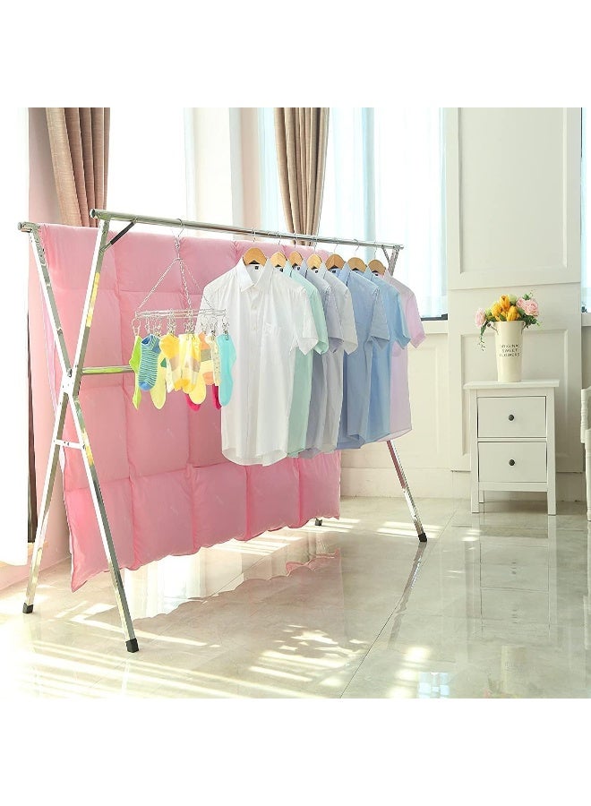 CLOTH HANGER Folding X Shaped Clothes Drying Rack Expandable Compact Storage Stainless Steel Adjustable Space Saving Floor Stand Clothes Hanging for Indoor Outdoor - Image 5