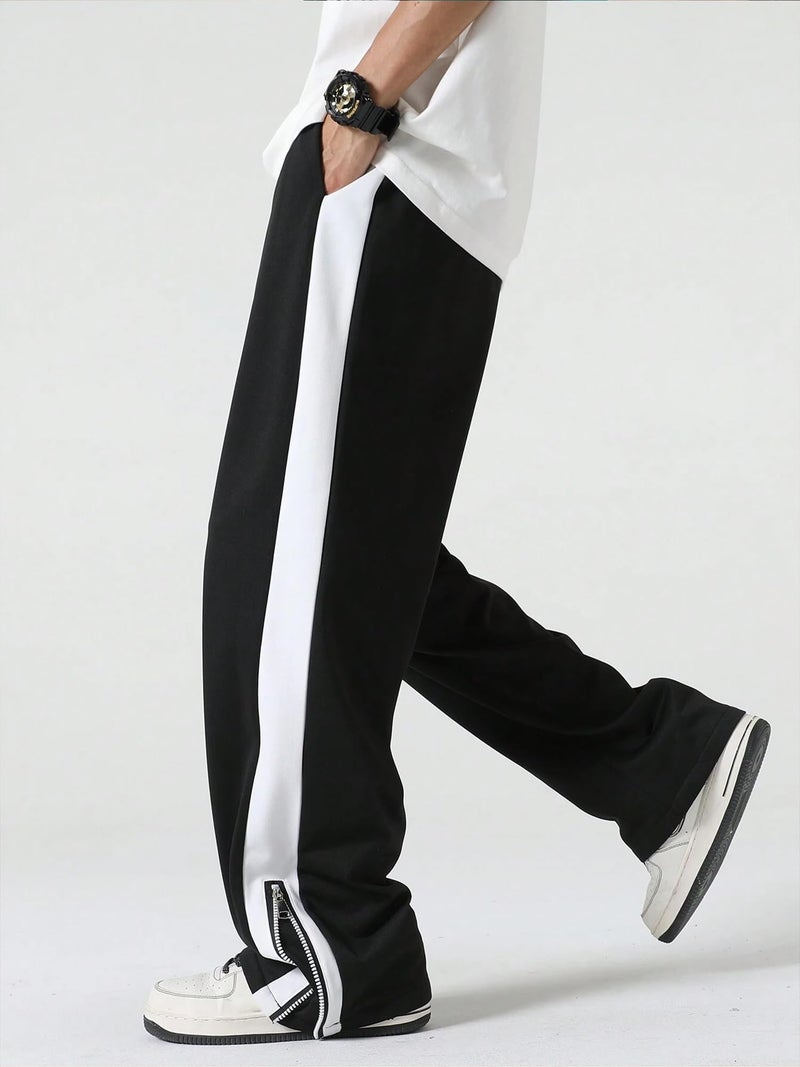 Jump Cuts Men Colorblock Black & White Polyester Zipper Cargo Pant - Image 2