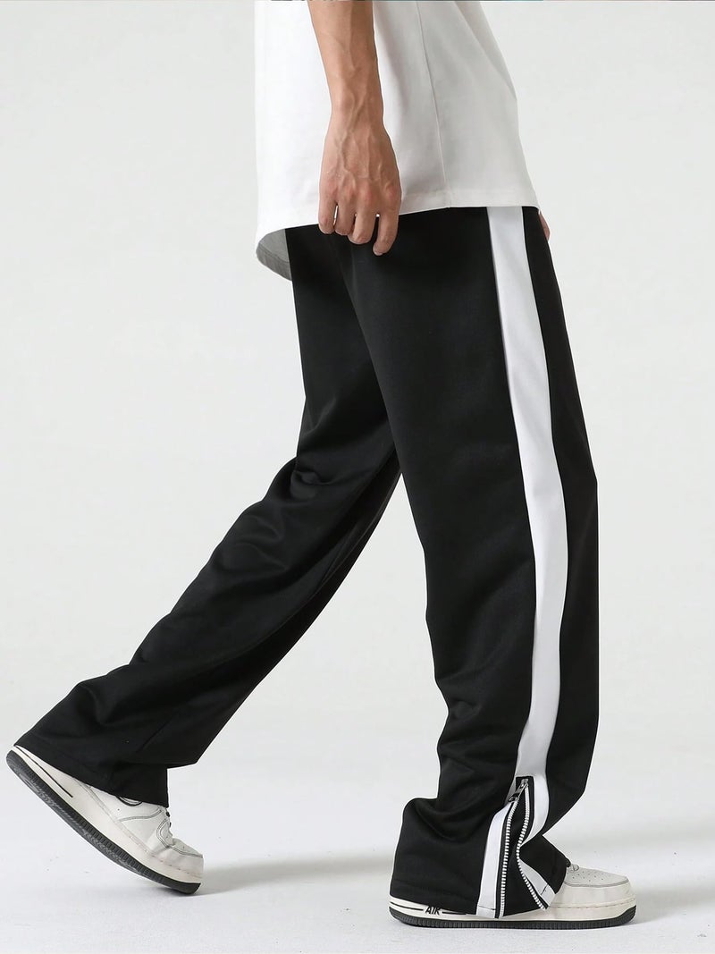 Jump Cuts Men Colorblock Black & White Polyester Zipper Cargo Pant - Image 3