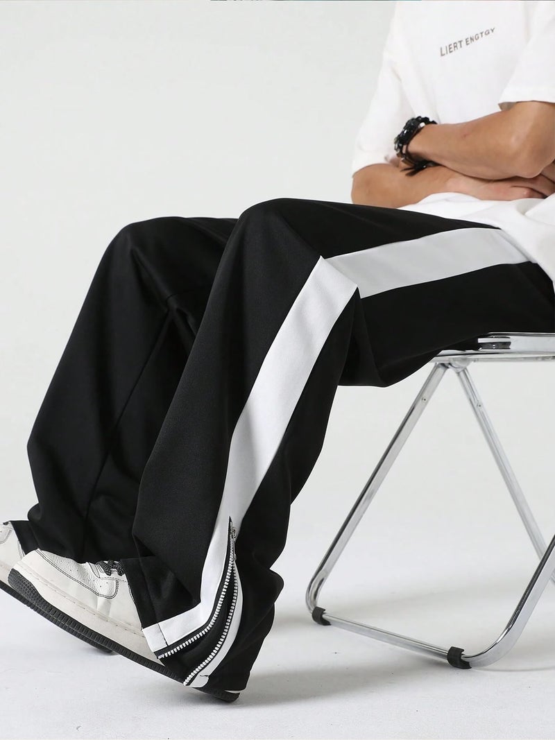 Jump Cuts Men Colorblock Black & White Polyester Zipper Cargo Pant - Image 4