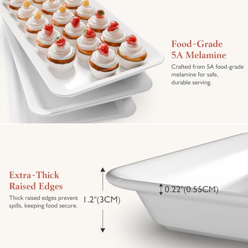Bumusty Extra Large 3-Tier Melamine Serving Tray Set and Cupcake Stand for Party Events, 17" Platters with Tiered Stand, Holds 63 Cupcakes, Food, Dessert, and Fruit, 24K Gold-Plated - Image 5