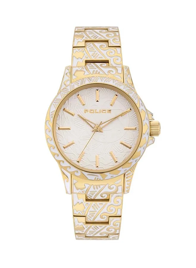 POLICE Jeita White Dial White Gold Metal Bracelet Analog Watch for Women