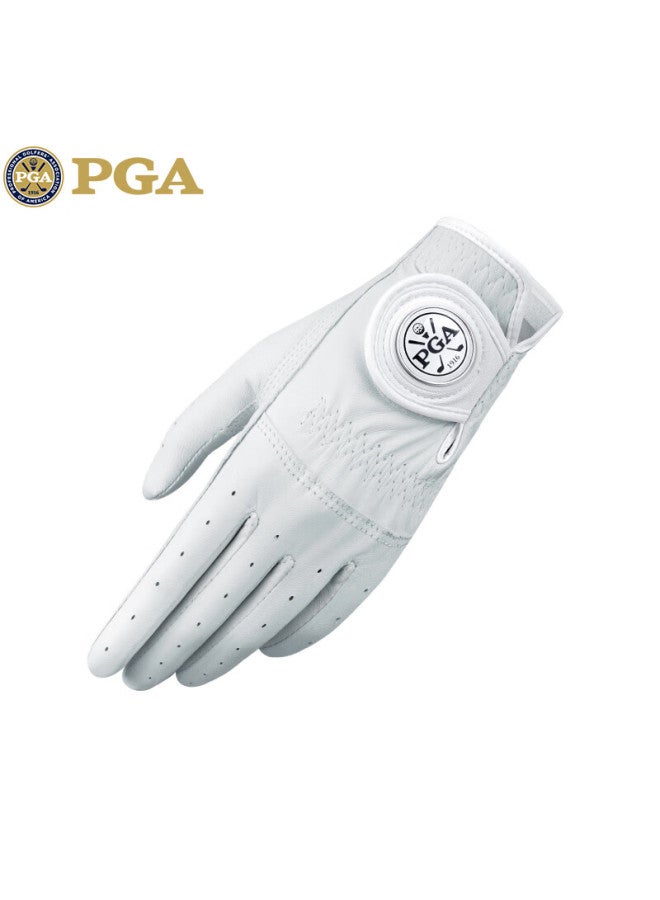 Pga Women's Golf Gloves Genuine Leather Detachable Mark Full Sheepskin Breathable Design White Size 20 - Image 1