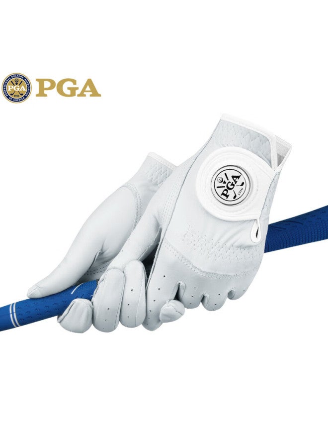 Pga Women's Golf Gloves Genuine Leather Detachable Mark Full Sheepskin Breathable Design White Size 20 - Image 3
