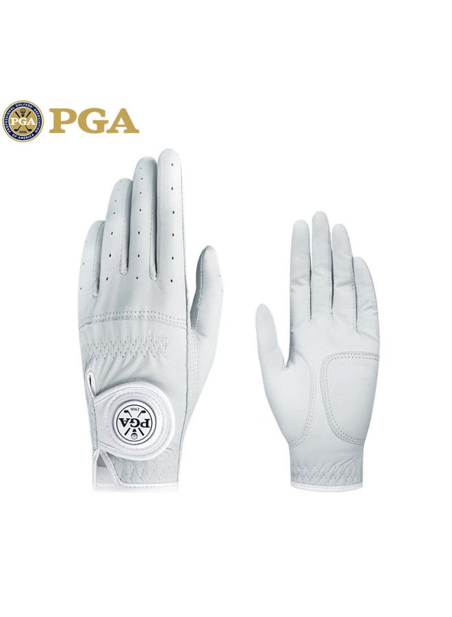 Pga Women's Golf Gloves Genuine Leather Detachable Mark Full Sheepskin Breathable Design White Size 20 - Image 4