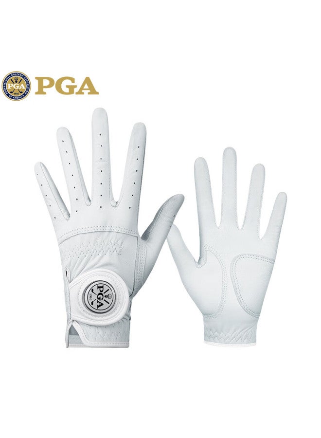 Pga Women's Golf Gloves Genuine Leather Detachable Mark Full Sheepskin Breathable Design White Size 20 - Image 2