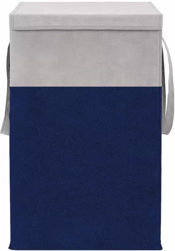 BB BACKBENCHERS Foldable Laundry Basket for Clothes with Lid 75L Durable Cloth Storage Basket Multipurpose Organizer for Laundry Toys and Home Essentials (BLUE-GREY) - Image 5
