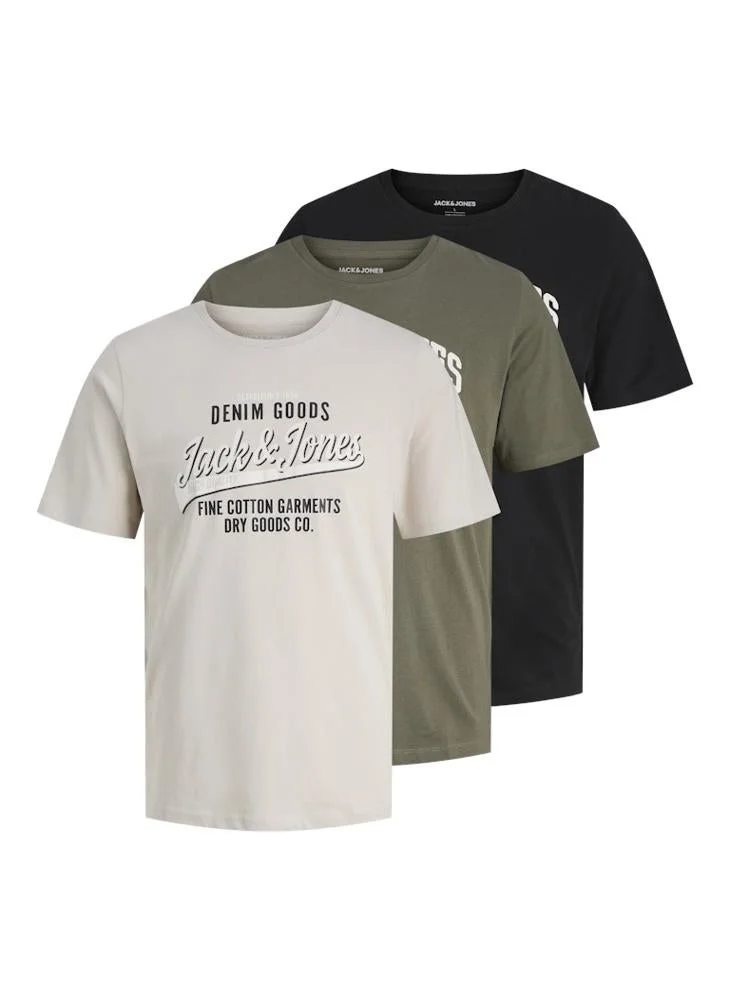 JACK & JONES 3 Pack JJETHAN Assorted Crew Neck T-Shrit