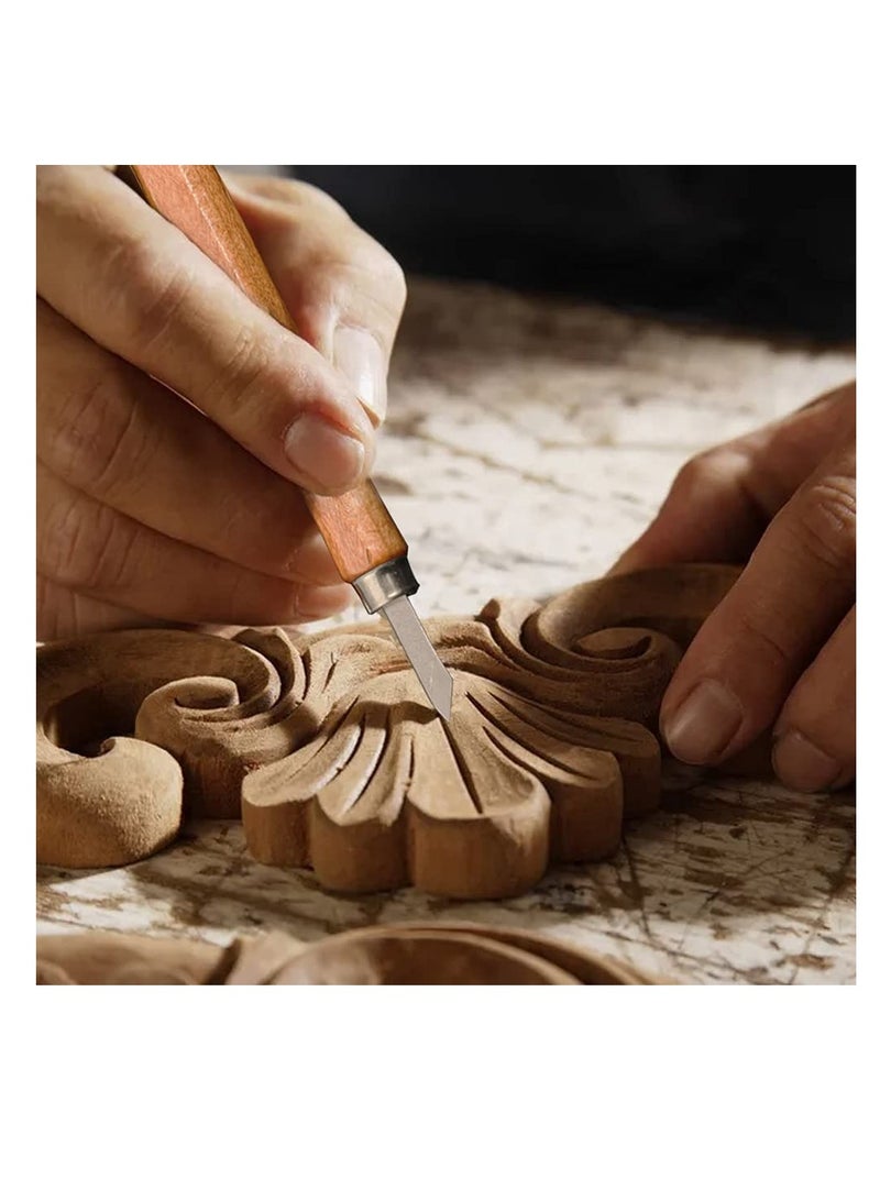 أدوات نحت الخشب، 12 قطعة مع أحجار الطحن، سكاكين حرفة دقيقة، سكاكين هواية، سكاكين فنية بشفرات من الفولاذ المقاوم للصدأ، لقطع النحت، الألبومات، القوالب، مشاريع DIY، الفواكه، الخضروات - Image 4