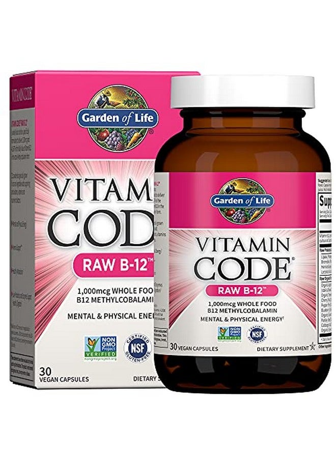 Garden of Life - B12 Vitamin Code Raw B1230 Capsules 1000Mcg Whole Food B12 Methylcobalamin For Energy Vegan Methylcobalamin B12 Vitamin Plus Probiotics & Enzymes Gluten Free Supplements - Image 1