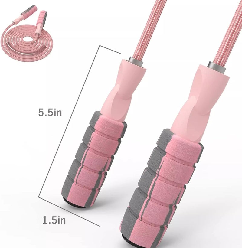 Fitmyfavo Jump Rope Cotton Adjustable Skipping Weighted jumprope for Women，Adult and Children Athletic Fitness Exercise Jumping Rope (Pink) - Image 5