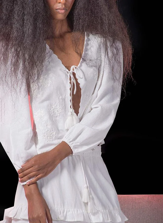 Virgio VIRGIO 100% Viscose Top Tie-Up Style With Embroidery