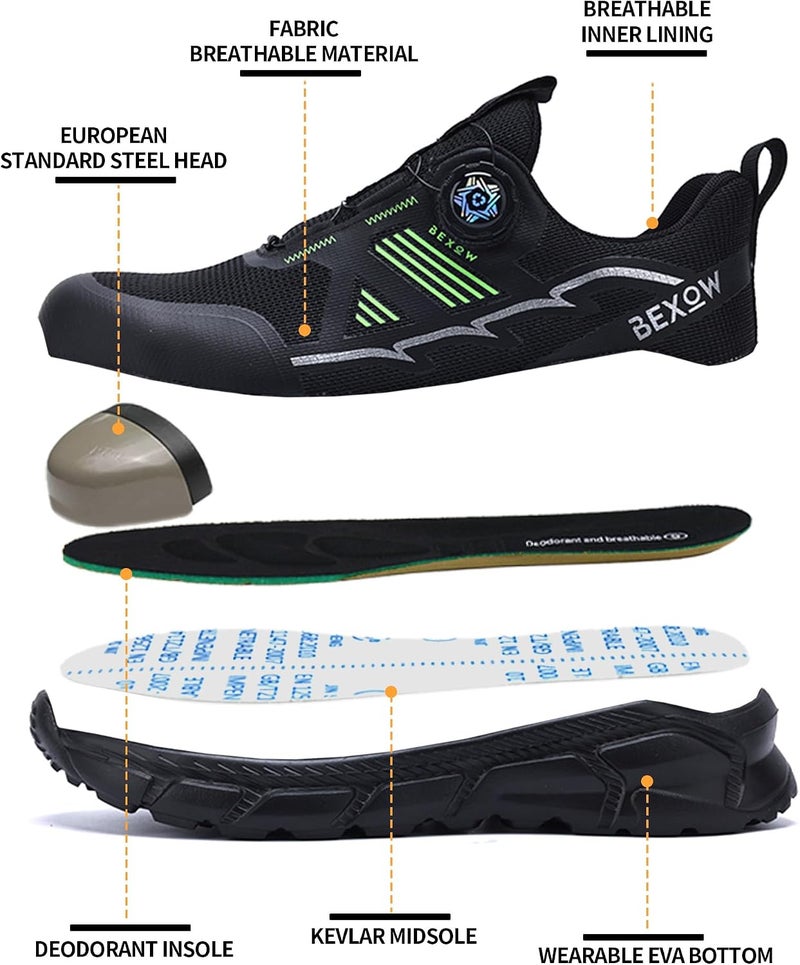 Bexow Premium Safety Shoes Steel Toe Lightweight Work Sneakers Industrial Footwear for Men and Women - Image 3