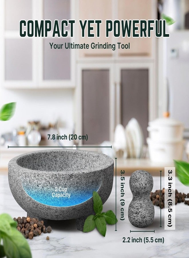Flexzion Granite Mortar and Pestle Set Small - Solid Granite Stone Grinder Bowl Holder 7.9 Inch for Guacamole, Herbs, Spices, Garlic, Kitchen, Cooking, Medicine - Image 4