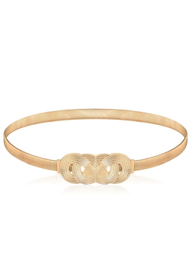 Xinjoduz Xindojuz Gold Belt for Dresses Women Fancy, Gold Chain Belt Women Jeans Pants Fashion Skinny Metal Cinch Belts Elastic Waistband Skinny Thin Girdle Waist Belts for Girls (24-40 Inches) - Image 1