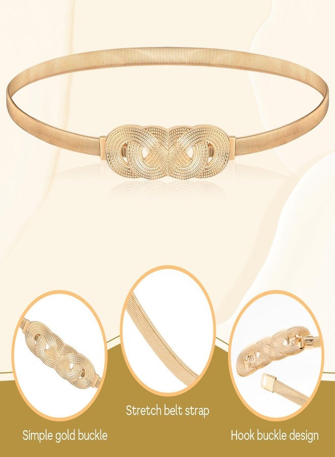 Xinjoduz Xindojuz Gold Belt for Dresses Women Fancy, Gold Chain Belt Women Jeans Pants Fashion Skinny Metal Cinch Belts Elastic Waistband Skinny Thin Girdle Waist Belts for Girls (24-40 Inches) - Image 5