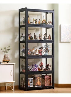 Rubik Display Showcase Cabinet with Acrylic Window Doors & All Sides Transparent For Action Figures, Toys, Awards, Collections Black  - Image 1