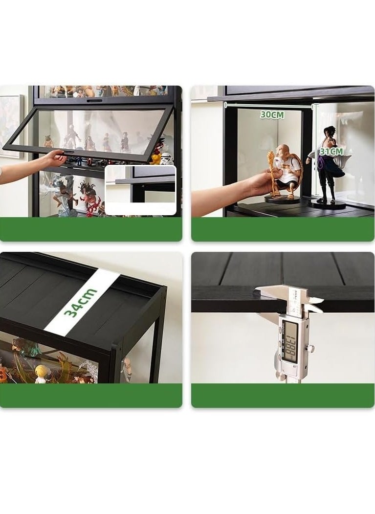 Rubik Display Showcase Cabinet with Acrylic Window Doors & All Sides Transparent For Action Figures, Toys, Awards, Collections Black  - Image 3