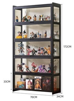 Rubik Display Showcase Cabinet with Acrylic Window Doors & All Sides Transparent For Action Figures, Toys, Awards, Collections Black  - Image 2