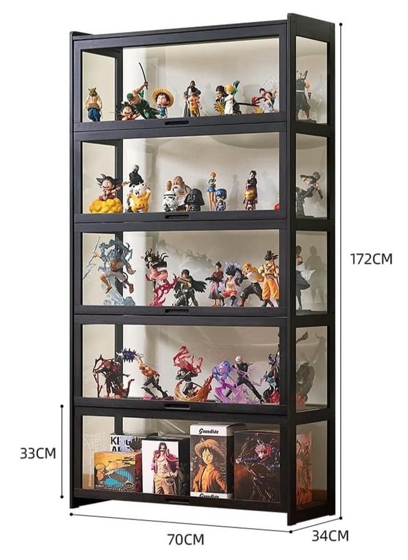 Rubik Display Showcase Cabinet with Acrylic Window Doors & All Sides Transparent For Action Figures, Toys, Awards, Collections Black  - Image 2