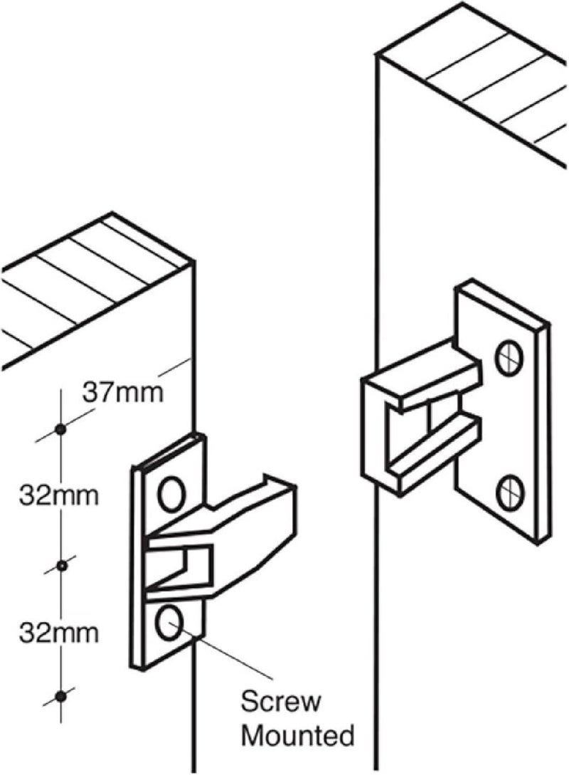 Hafele Keku Push-On Fitting Set - Bracket Connectors for False Front Panels, Cabinet Drawers, & Furniture (Screws Not Included) - Image 4