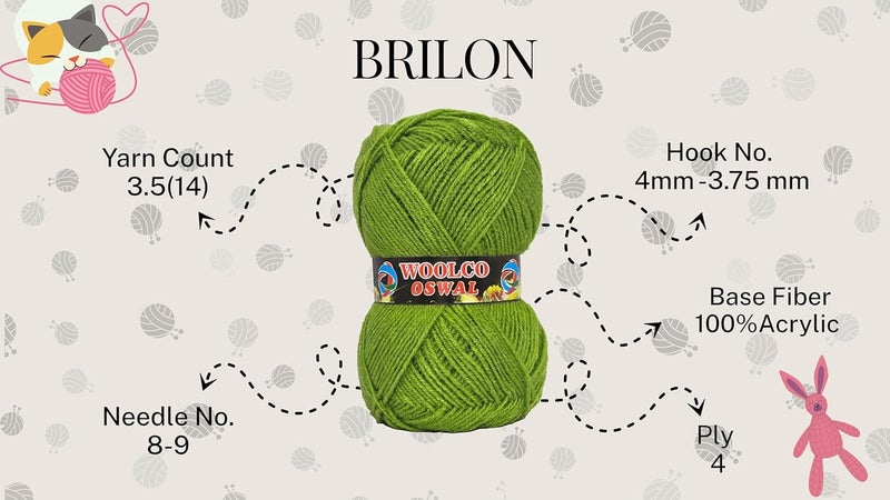 Woolco Oswal Brilon Acrylic Hand Knitting Yarn Balls Pack of 4 (50g Each) -Soft Wool Yarn for Knitting, Craft, DIY Projects, Sweaters, Scarves, Multicolor Wool Thread for Home Use (Pastel Blue) - Image 2