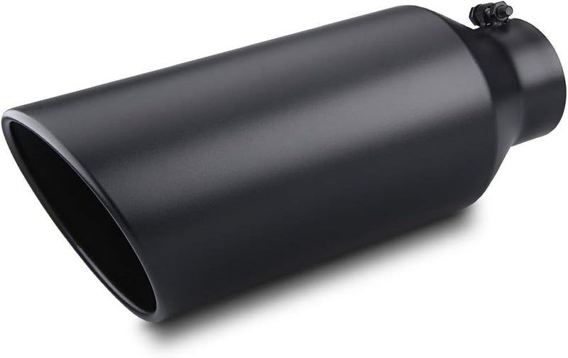 LCGP 4" Inlet to 7" Outlet 18" Long Universal Diesel Truck Exhaust Tip - Black Powder Coated Stainless Steel - Image 1