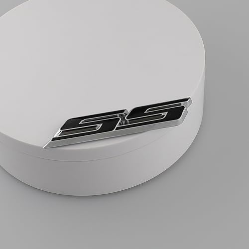 UpAuto 2 pcs SS Emblem Metal Super Sport Badge 3D SS Sticker Parts Camaro SS for Camaro Gm Series (Black Sliver) - Image 2