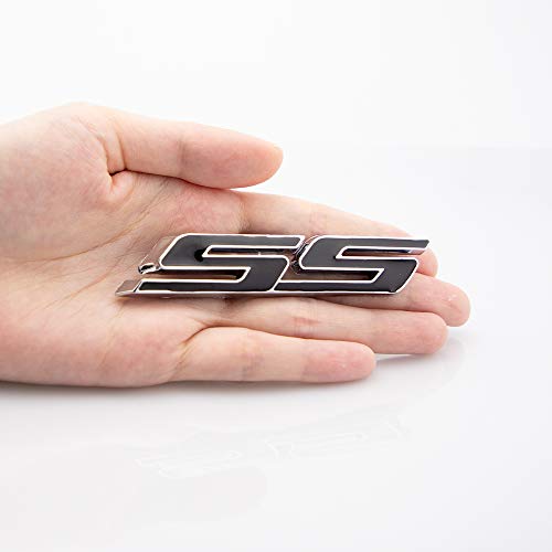 UpAuto 2 pcs SS Emblem Metal Super Sport Badge 3D SS Sticker Parts Camaro SS for Camaro Gm Series (Black Sliver) - Image 5