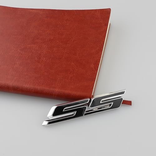UpAuto 2 pcs SS Emblem Metal Super Sport Badge 3D SS Sticker Parts Camaro SS for Camaro Gm Series (Black Sliver) - Image 3