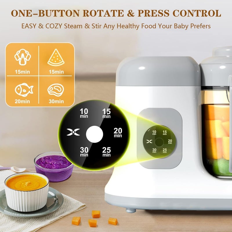 Exrp Baby Food Maker - One Button Rotate & Press Control, Baby Food in Minutes, Processor Steamer Puree Blender, Auto Cooking & Stirring, Healthy Homemade Food for Infants & Toddlers - Image 4