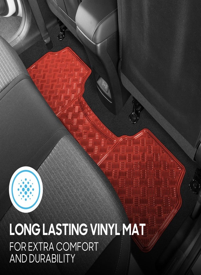 BDK MT-643-RD Metallic Bling Design Car Floor Mats - 3-Piece Set of Heavy Duty All Weather with Rubber Backing Fits Car Truck Van SUV (Red) - Image 3