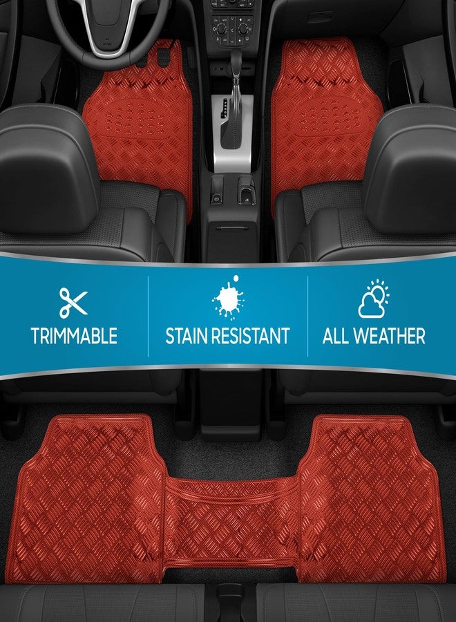 BDK MT-643-RD Metallic Bling Design Car Floor Mats - 3-Piece Set of Heavy Duty All Weather with Rubber Backing Fits Car Truck Van SUV (Red) - Image 4