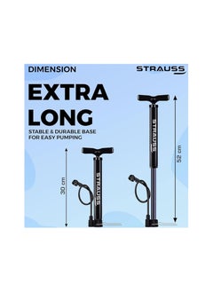 STRAUSS Strauss Bicycle Air Pump with Needle & Dual Valve | Portable Pump with 2 Modes, Ideal for Inflating Bicycle, Swimming Rings | Sturdy Base & Ergonomic Handle  - Image 2