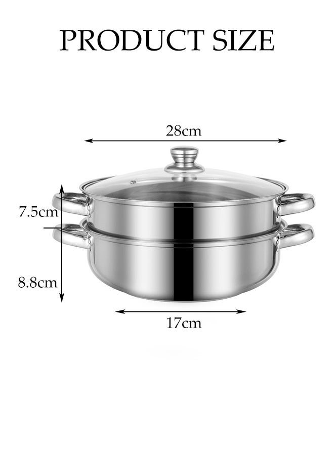 DUNISO Stainless Steel Steamer，2 Layered Soup Steamer，Steamer Pot with Steamer Insert,High Temperature Resistance, Easy to Clean,for Kitcken Cooking Tool - Image 2