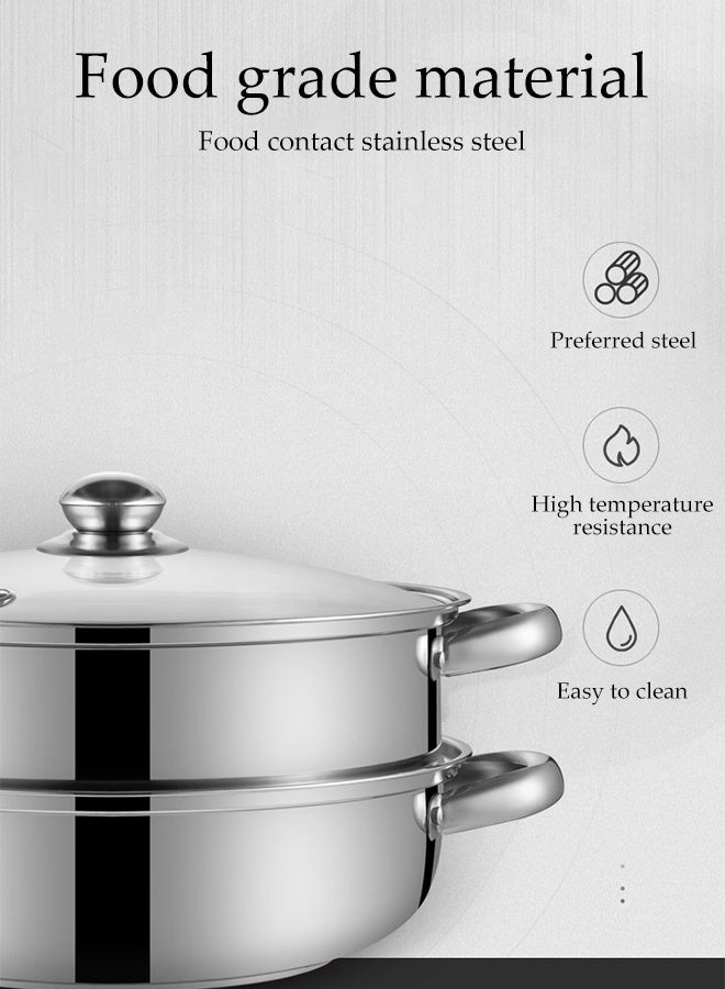 DUNISO Stainless Steel Steamer，2 Layered Soup Steamer，Steamer Pot with Steamer Insert,High Temperature Resistance, Easy to Clean,for Kitcken Cooking Tool - Image 3