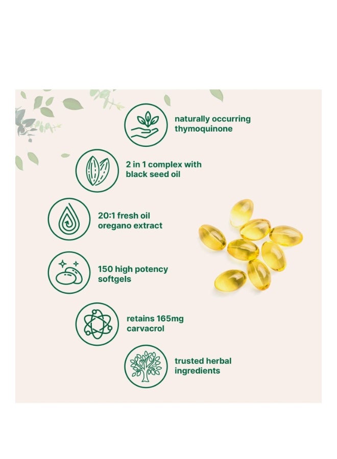 Micro Ingredients Oil of Oregano Softgels, 300 Count | 2 in 1 Formulated with Black Seed Oil, 4X Strength Carvacrol & Thymoquinone | Plant Based, Non-GMO & Immune Support - Image 2