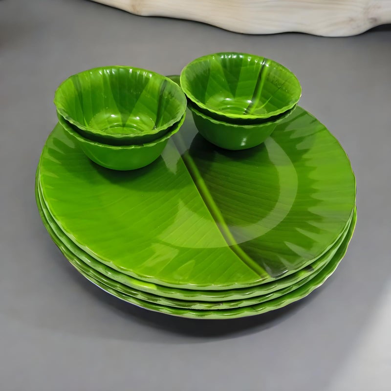 BHOJANWARE مجموعة عشاء مكونة من 12 قطعة: تشمل 6 أطباق كاملة و6 سلطانيات - مثالية لتناول الطعام - Image 1