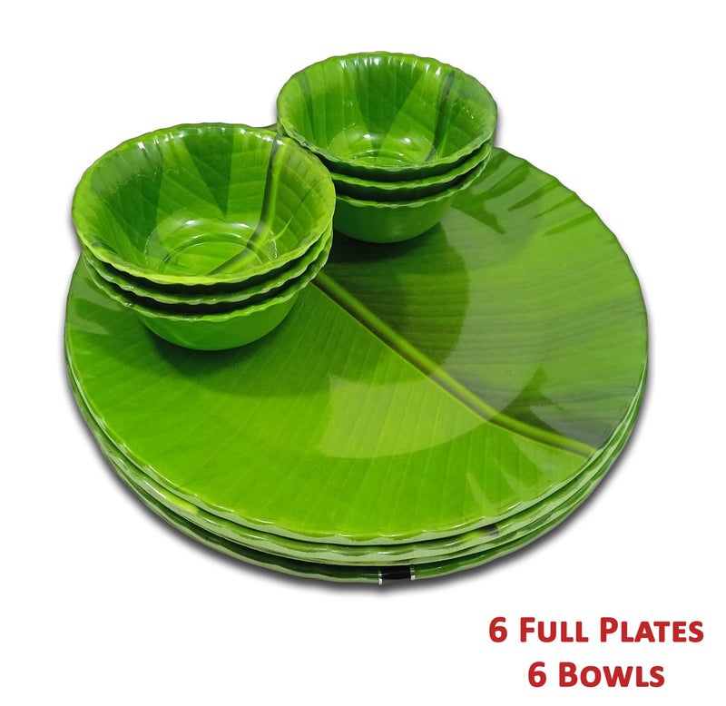 BHOJANWARE مجموعة عشاء مكونة من 12 قطعة: تشمل 6 أطباق كاملة و6 سلطانيات - مثالية لتناول الطعام - Image 4