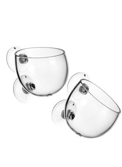 KASTWAVE 2 Pcs Plant Pot Aquarium Decor Aquatic Plant Cup with 2 Suction Cup, Crystal Glass Pot for Fish Tank Aquarium Aquascape  - Image 1