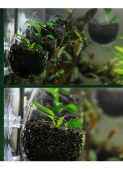 KASTWAVE 2 Pcs Plant Pot Aquarium Decor Aquatic Plant Cup with 2 Suction Cup, Crystal Glass Pot for Fish Tank Aquarium Aquascape  - Image 2