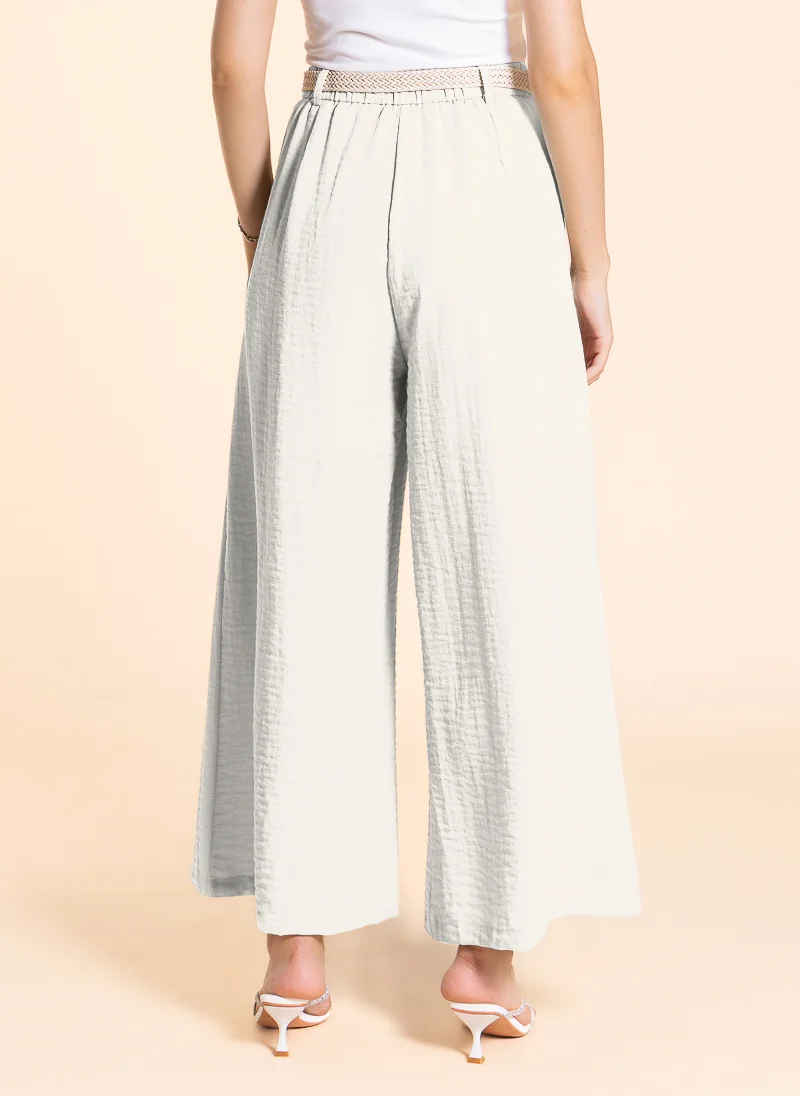 شايبس WIDE LEG LINEN BLEND TROUSERS