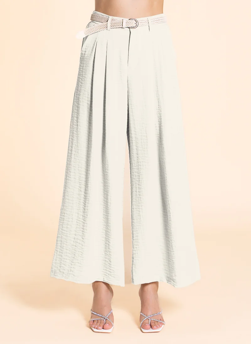 شايبس WIDE LEG LINEN BLEND TROUSERS