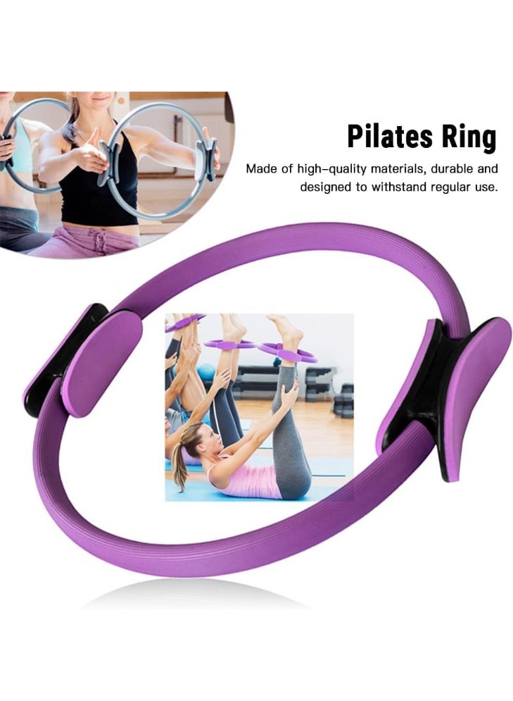 مجموعة حلقات بيلاتس 11 قطعة للنساء - حلقة سحرية وأشرطة أرداف لممارسة الرياضة في المنزل، كرة يوجا وأشرطة تمديد - Image 2
