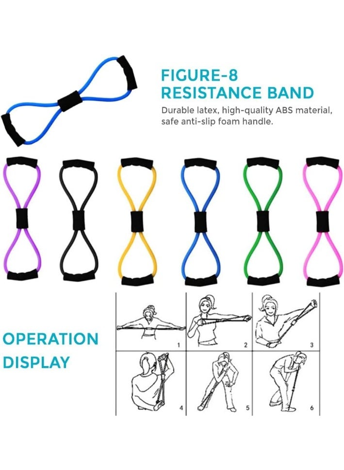 مجموعة حلقات بيلاتس 11 قطعة للنساء - حلقة سحرية وأشرطة أرداف لممارسة الرياضة في المنزل، كرة يوجا وأشرطة تمديد - Image 3