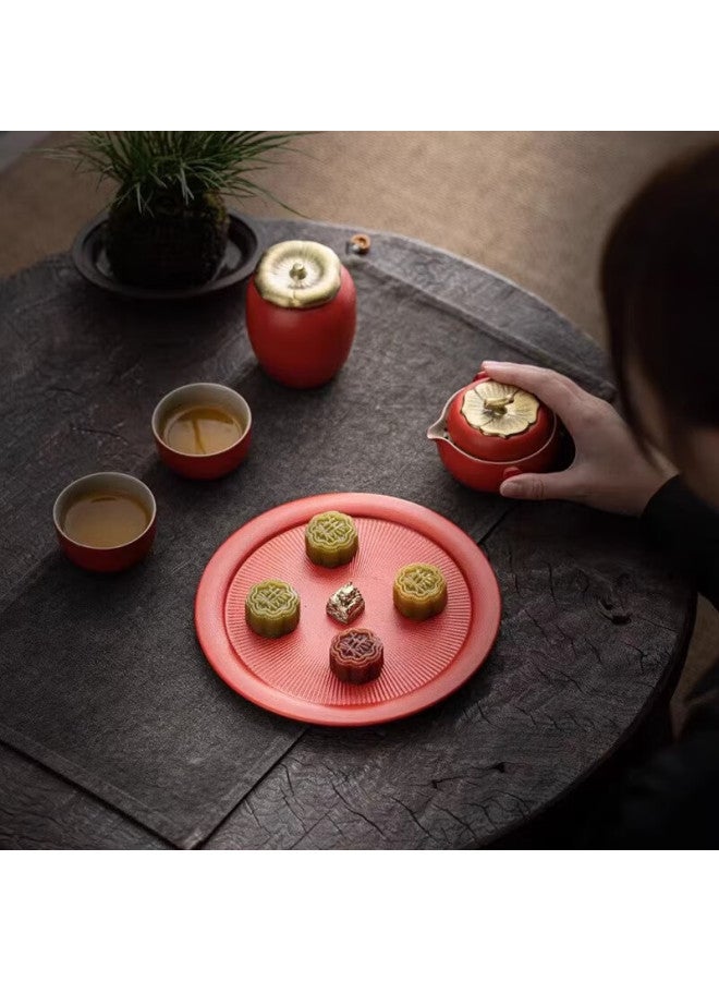 Jingqi Premium Kung Fu Tea Set Ceramic Fruit Tea Set Persimmon Teapot Tea Tray Tea Cups All Things Go Well - Image 2