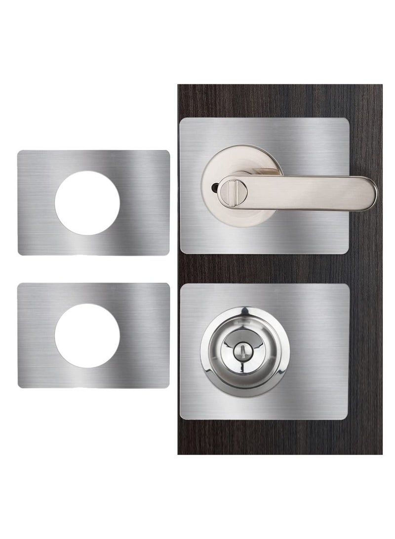 KASTWAVE Door Reinforcement Plate, 2 pcs Stainless Steel Door Knobs Fixing Plate Bracket, Steel Door Lock Repair Plate Door Lock Repair kit for Doors Inside Upgrade Night Lock to Defend Your Home - Image 1