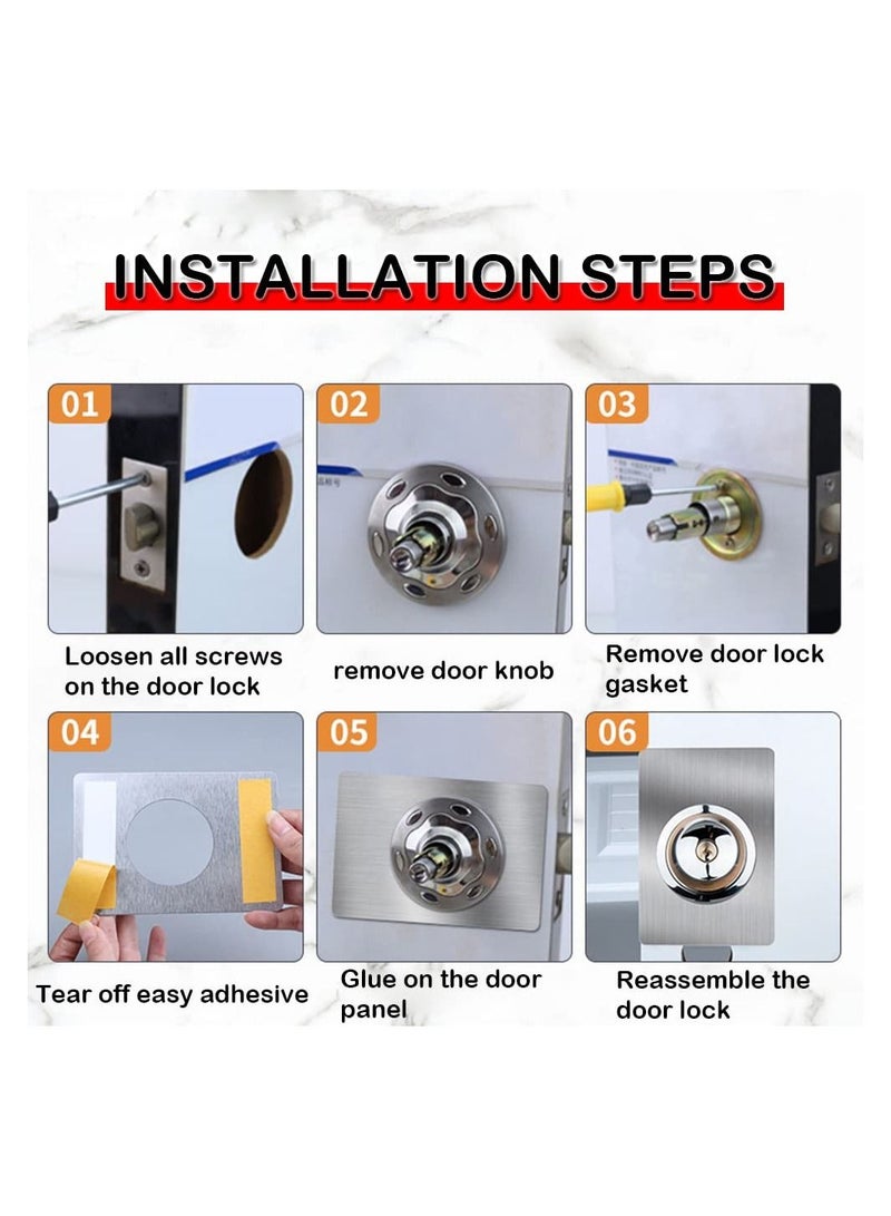 KASTWAVE Door Reinforcement Plate, 2 pcs Stainless Steel Door Knobs Fixing Plate Bracket, Steel Door Lock Repair Plate Door Lock Repair kit for Doors Inside Upgrade Night Lock to Defend Your Home - Image 5