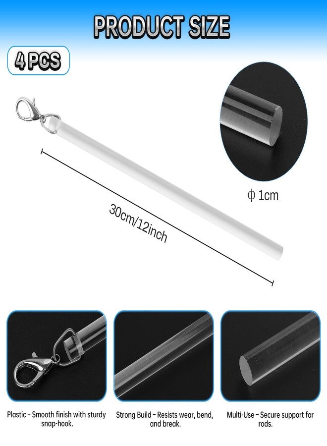 SUNKOO 4 Pack 12" Clear Acrylic Curtain Pull Rod with Hook, Transparent Drapery Wand Replacement for Curtains, Easy Reach Window Opener Accessory for Home & Office - Image 2