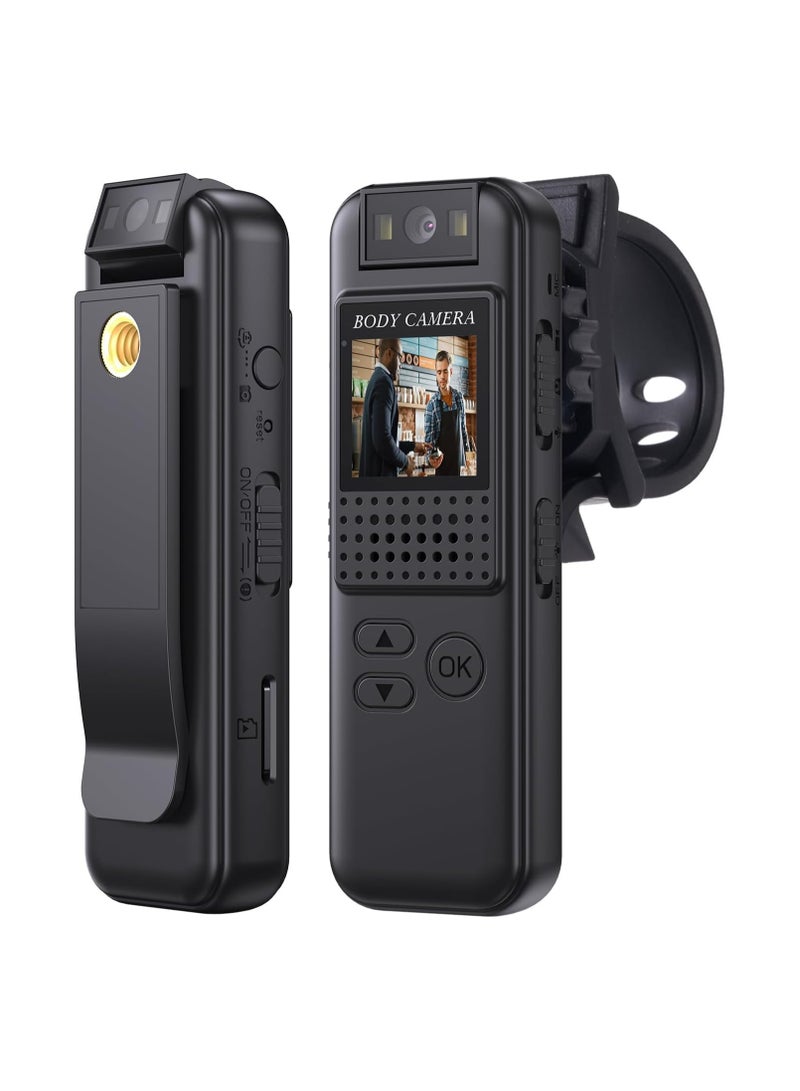 Mini Body Worn Camera, 1080P HD Body Worn Camera with Rotatable Lens, 180 Inch Body Worn Camera, Body Worn Camera with LED for Body Worn Video Recording for Cycling, Pets, Office, Outdoor - Image 1